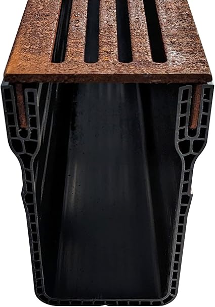 Alusthetic PVC Threshold Channel Drain with CorTen Steel Grating | 1m Length
