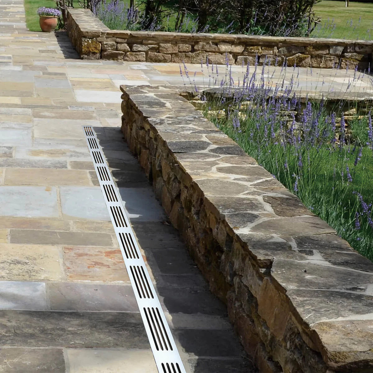Alusthetic PVC Threshold Channel Drain with CorTen Steel Grating | 1m Length