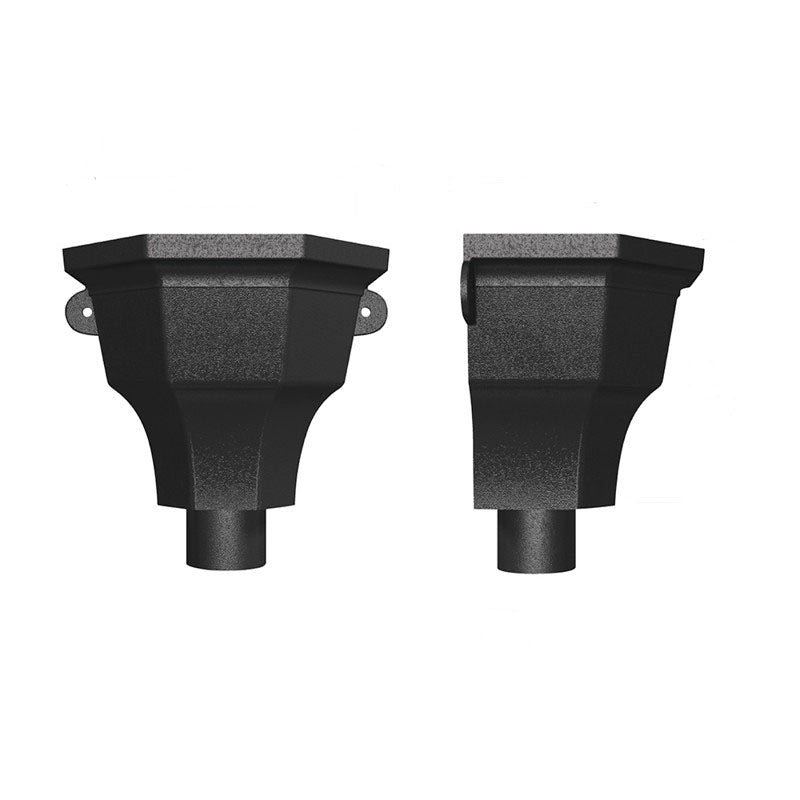 Black Alutec Traditional 72x72mm fluted aluminium square drain hopper for rainwater downpipe systems.