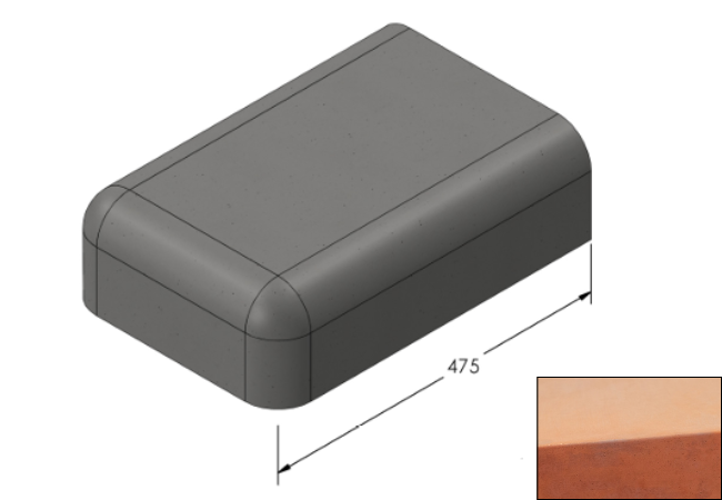 Willowcrete 325mm x 475mm Flat Top Bullnose Edge Coping Stone