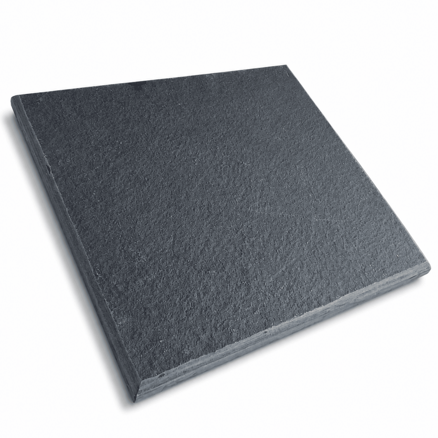 A square dark grey stone tile with a textured natural surface, shown at an angle on a white background.