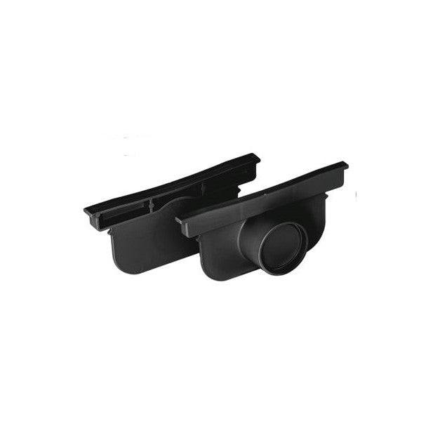 Two black plastic components on a white background