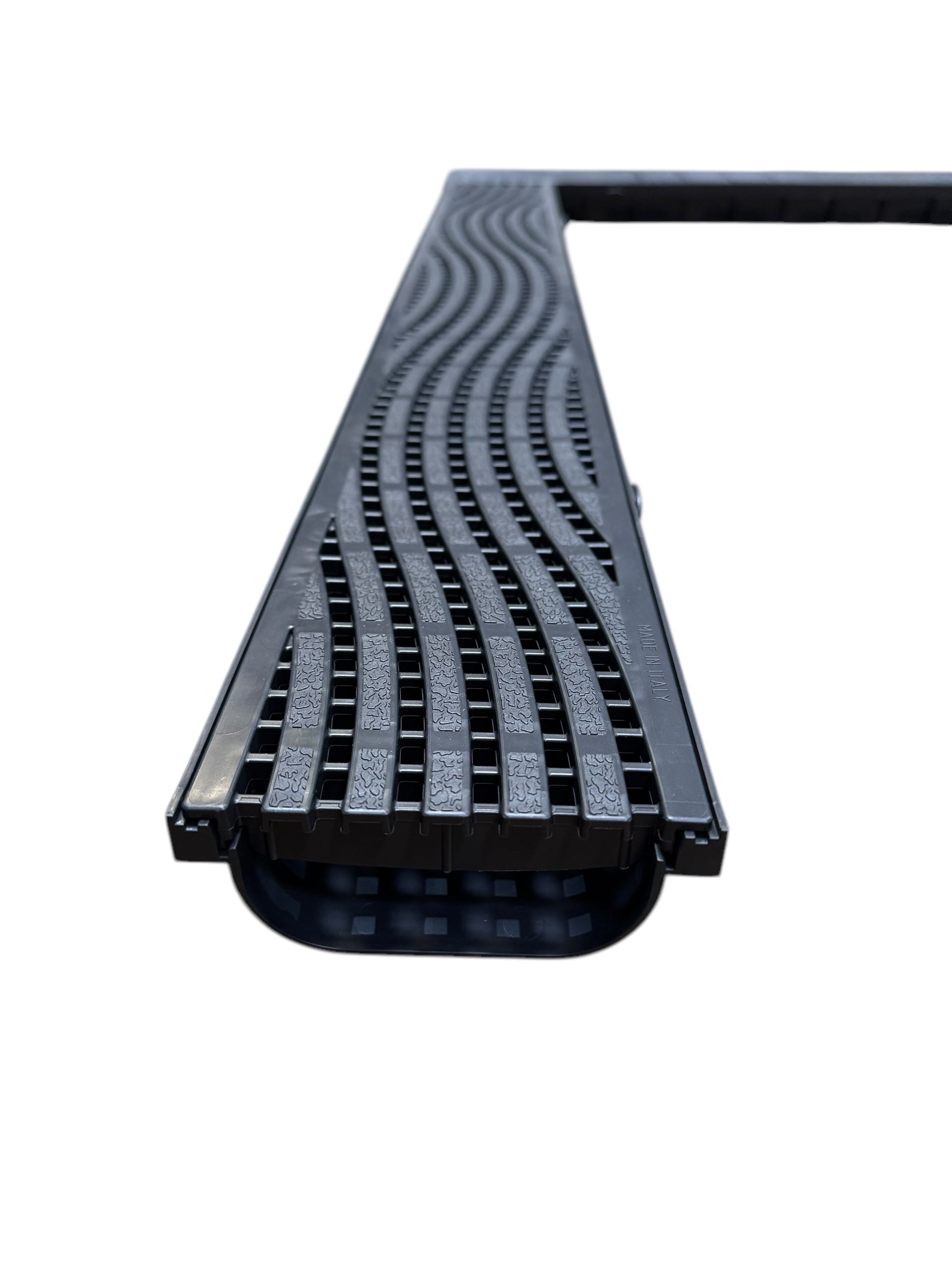 DekDrain Vela A15 Channel Drain - 1m (Linear Bar Wave Heel Grate)