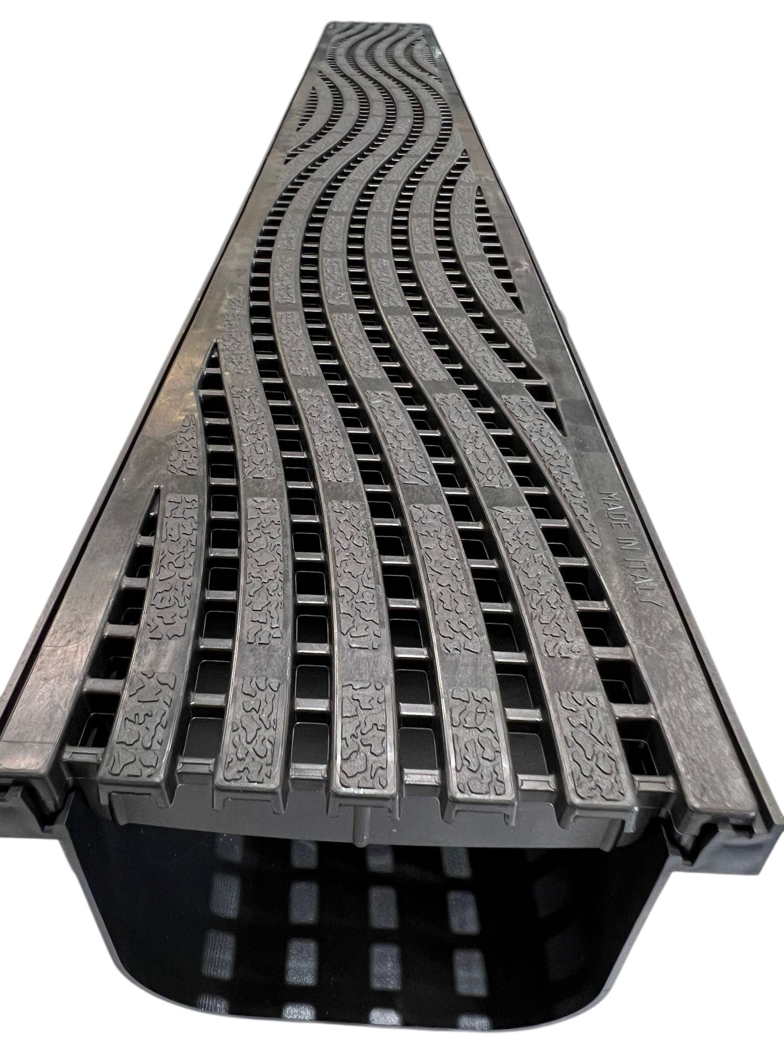 DekDrain Vela A15 Channel Drain - 1m (Linear Bar Wave Heel Grate)