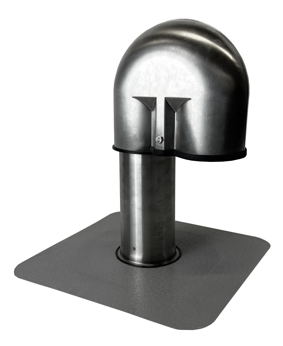 Metallic roof vent on a white background