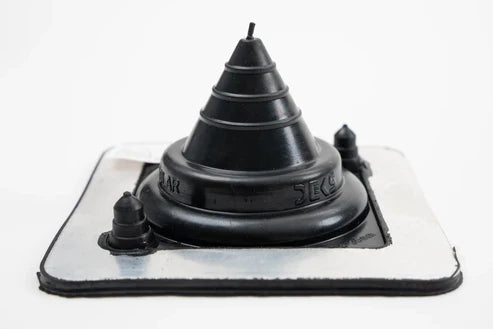 Black rubber funnel-shaped object on a white background