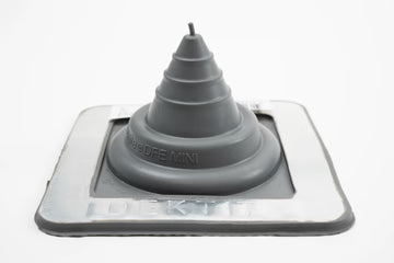 Collapsible grey rubber duck on a white background