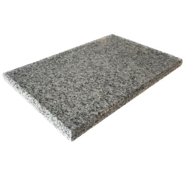 375mm x 600mm Castle Dolomite Grey granite coping stone end piece with smooth finish and rounded edges