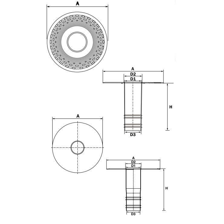 CMS EPDM Roof Drain to suit a 100mm Pipe
