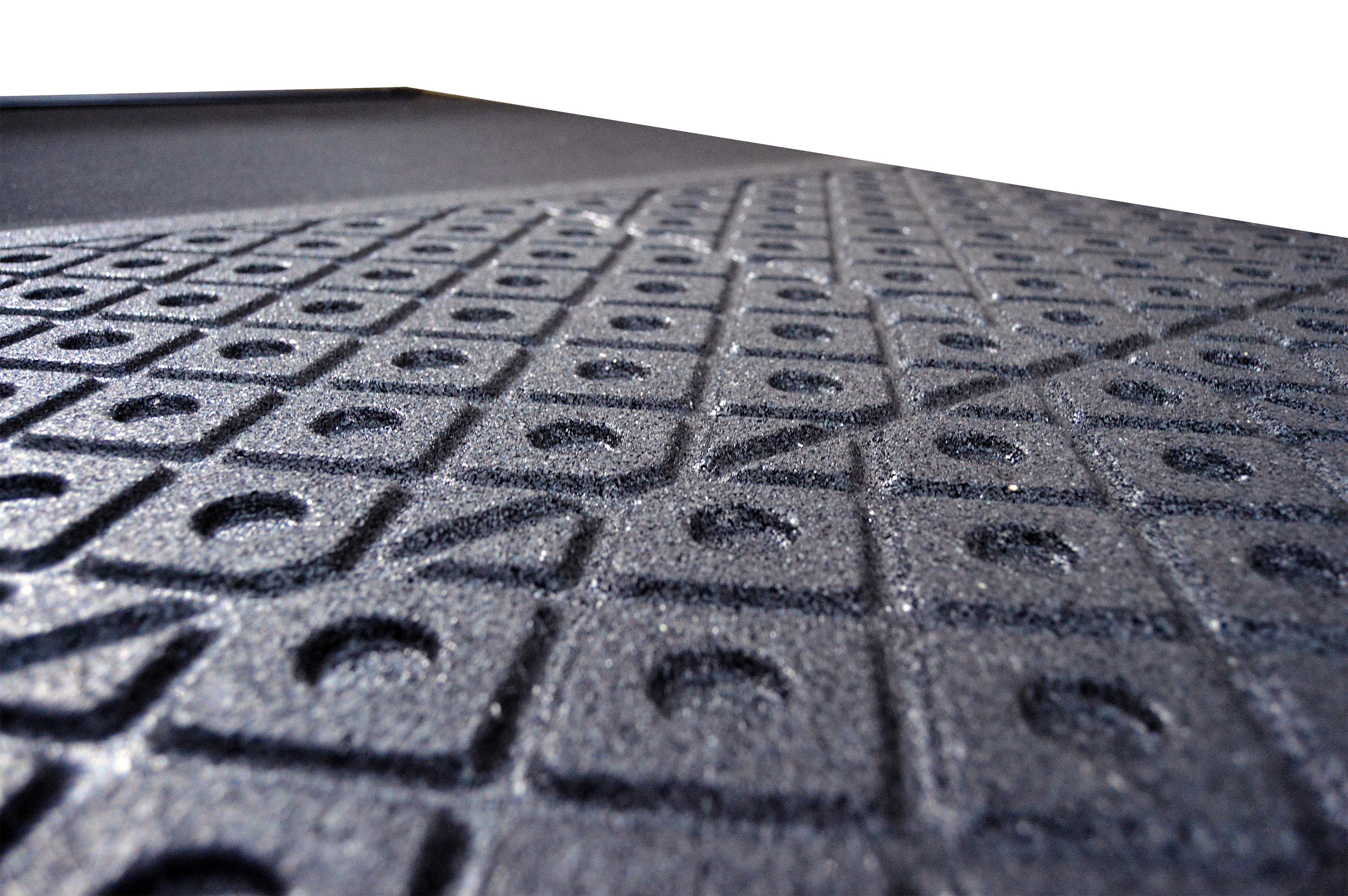 Close-up of the black ecotred 1000 underside showing the molded drainage grid.