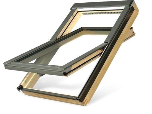 Fakro Electrically Operated Centre Pivot Natural Pine Pitched Roof Window