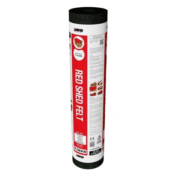 IKO Red Fibreglass Shed Roofing Felt - 8m x 1m