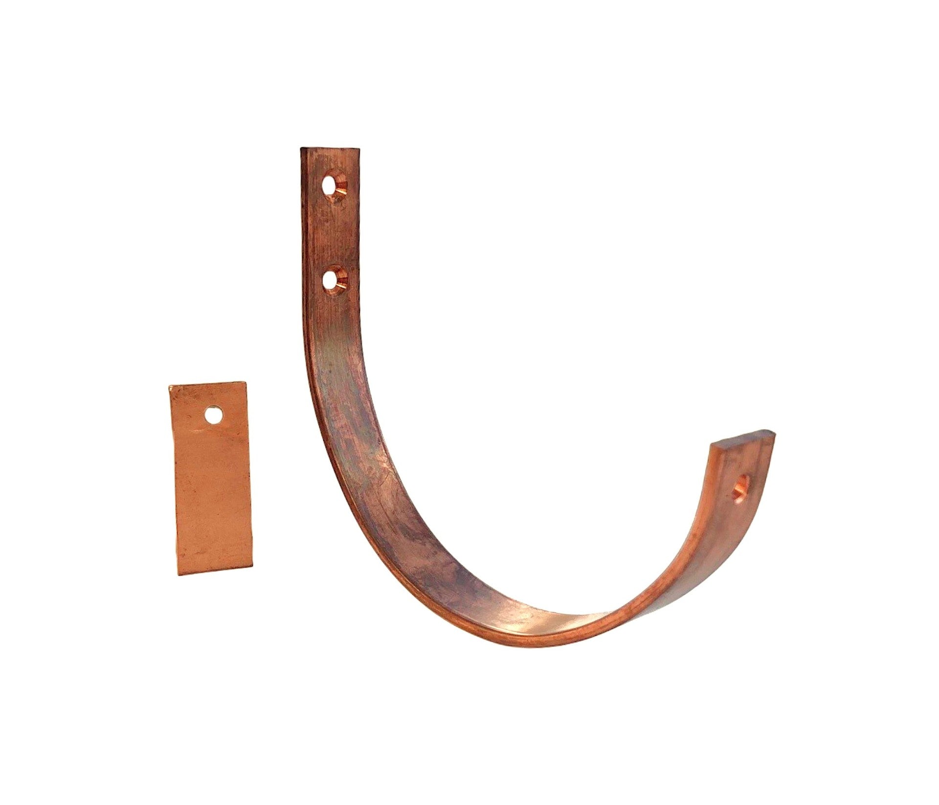 Copper fascia bracket on a white background