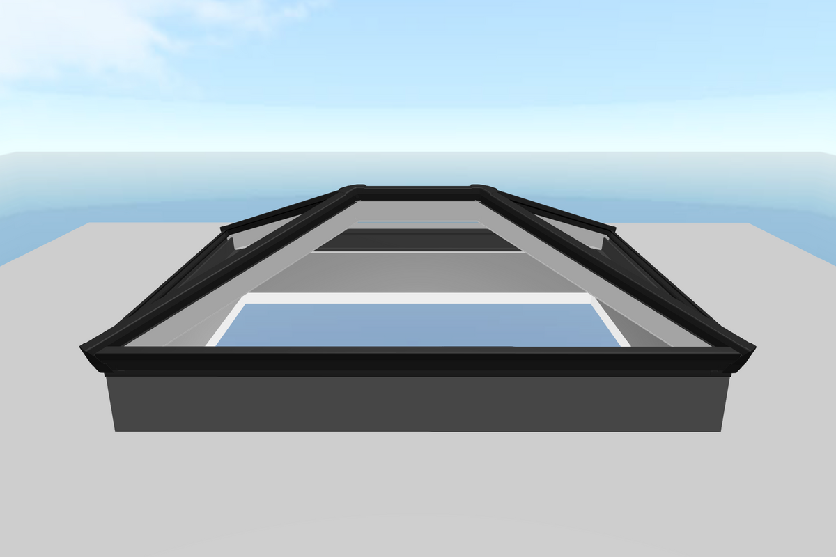 Korniche aluminium roof lantern in black, front view