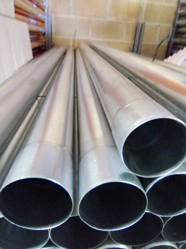 Metal Gutta stainless steel 80mm downpipe, 2.4 metres long, for rainwater systems.