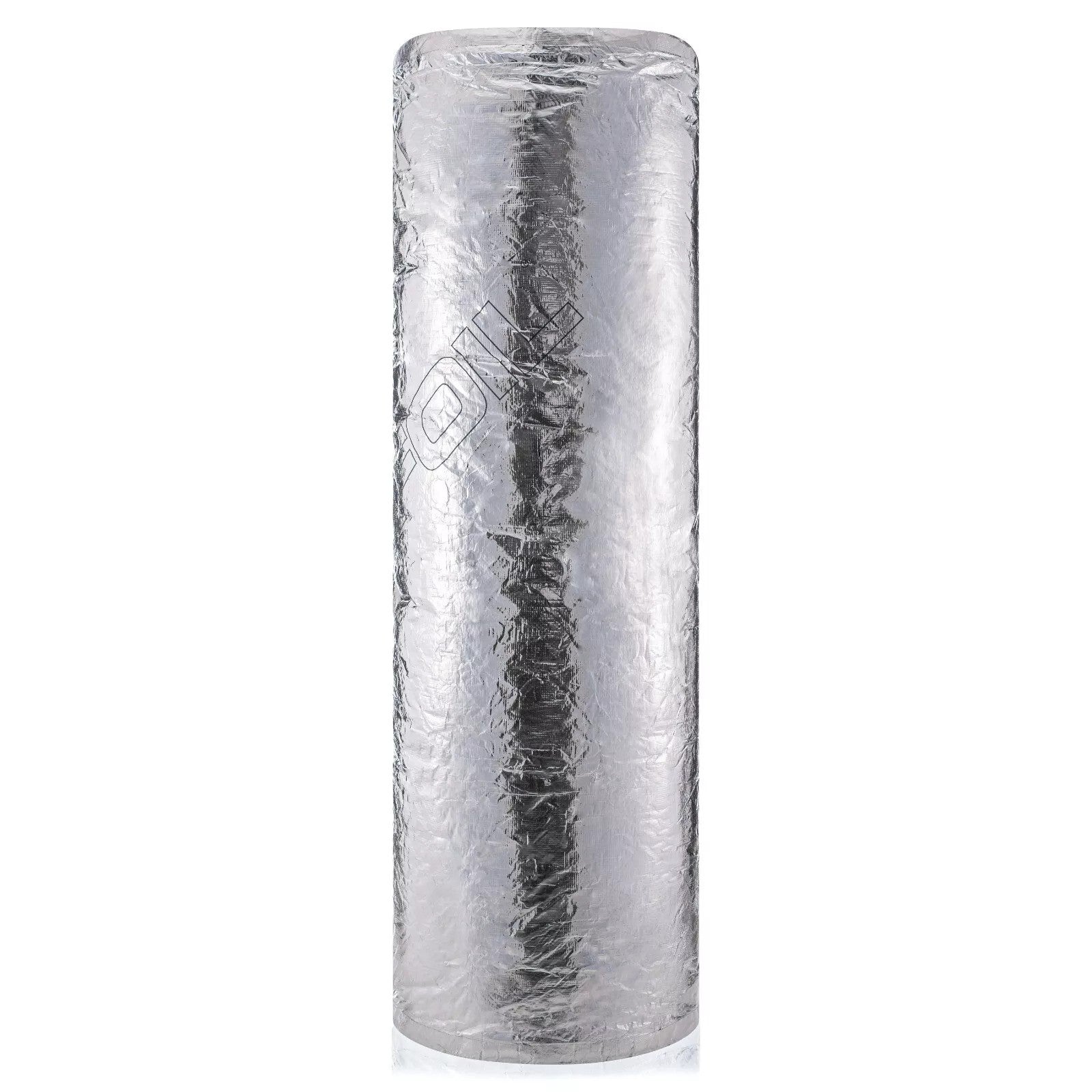 Silver multifoil insulation with textured surface on a white background