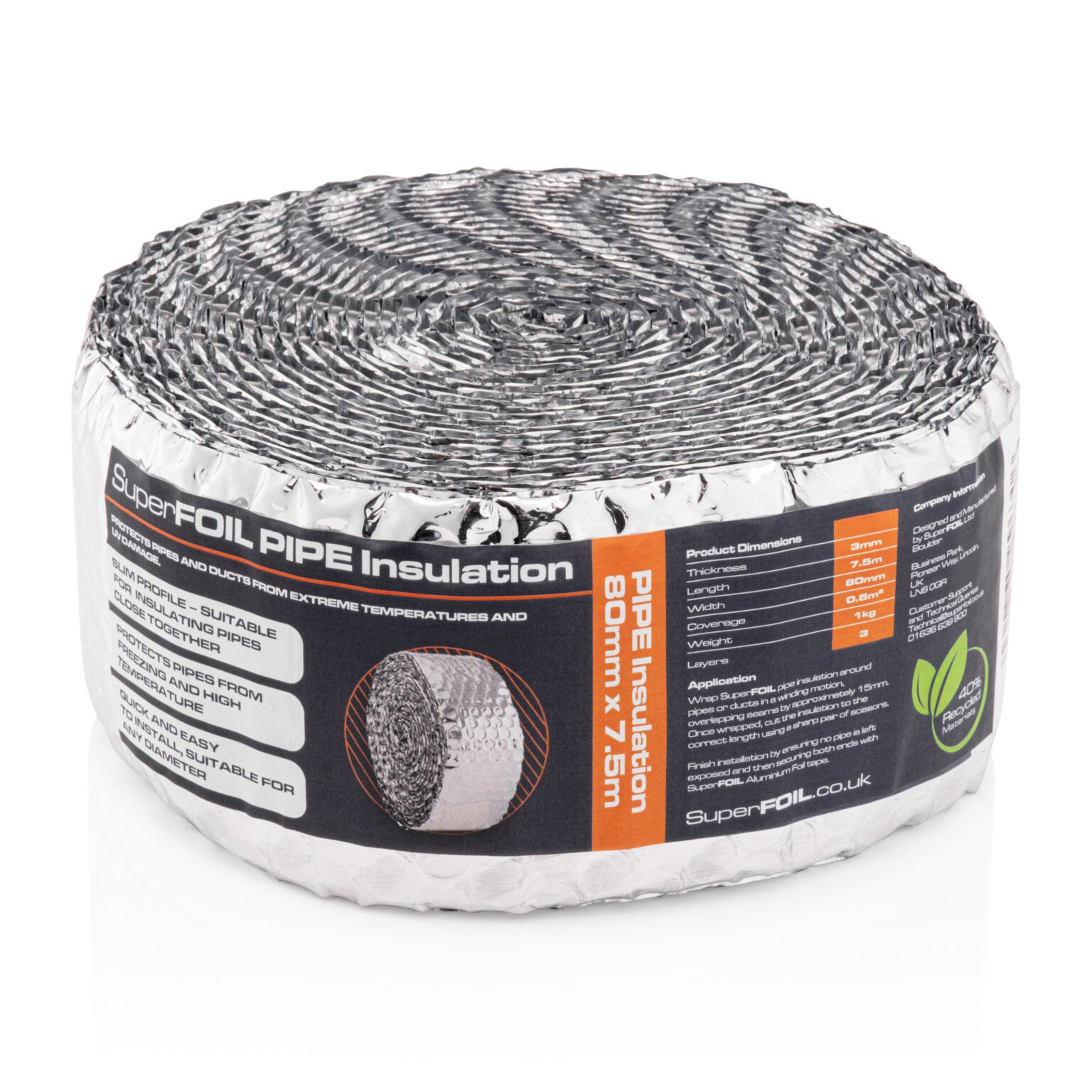 SuperFOIL Pipe Wrap 80mm x 7.5m
