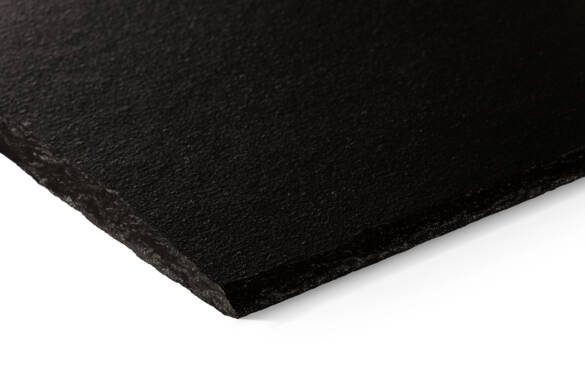 Black fibre cement roof slate on white background