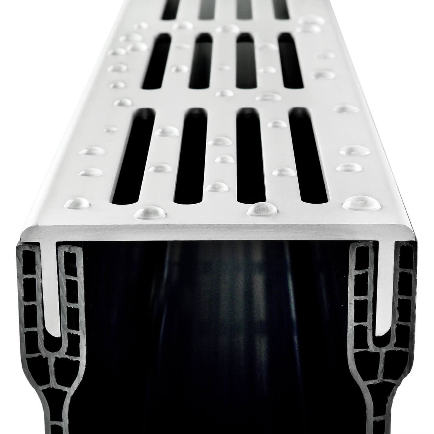 Alusthetic PVC Threshold Channel Drain with Aluminium Silver Grating | 1m Length