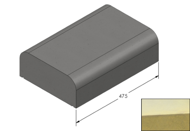 Willowcrete 325mm x 475mm Flat Top Bullnose Edge Coping Stone