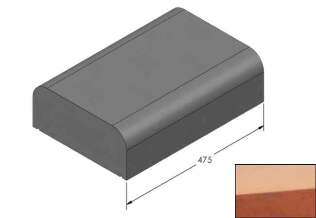 Willowcrete 325mm x 475mm Flat Top Bullnose Edge Coping Stone