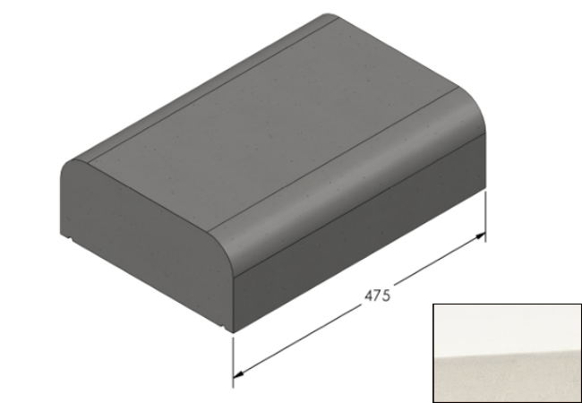 Willowcrete 325mm x 475mm Flat Top Bullnose Edge Coping Stone