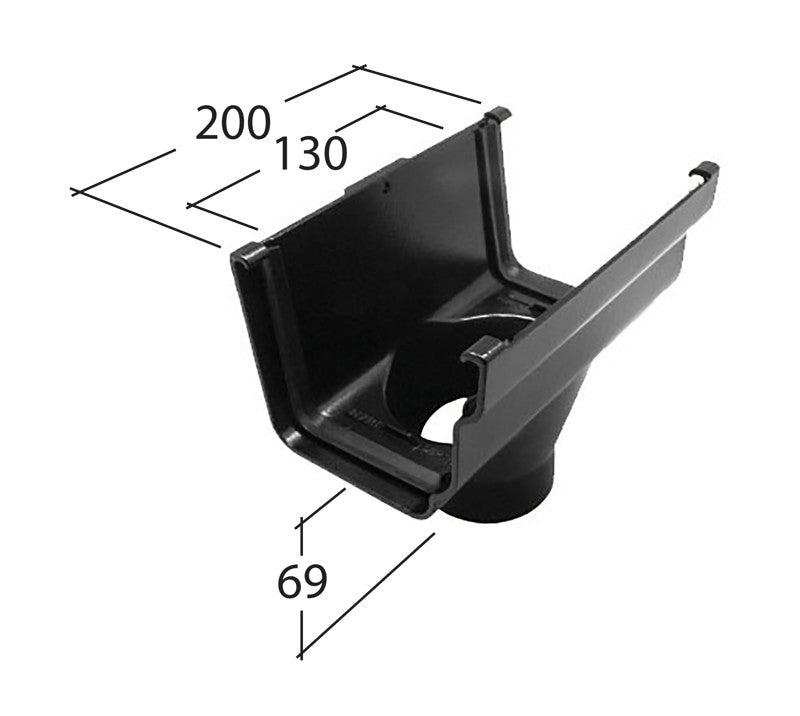 Alutec Evolve 76mm Aluminium Ogee Gutter Running Outlet