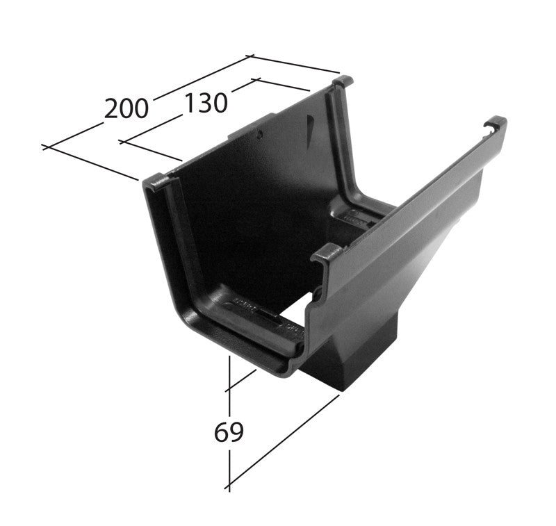 Alutec Evolve 72x72mm Aluminium Ogee Gutter Running Outlet