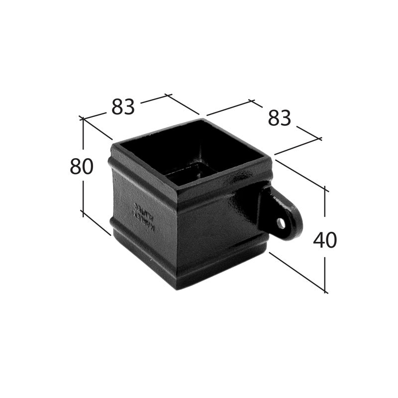 Alutec Traditional 72x72mm Aluminium Square Downpipe Socket