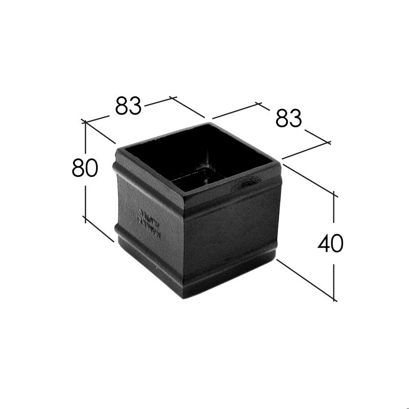 Alutec Traditional 72x72mm Non Eared Aluminium Square Downpipe Socket
