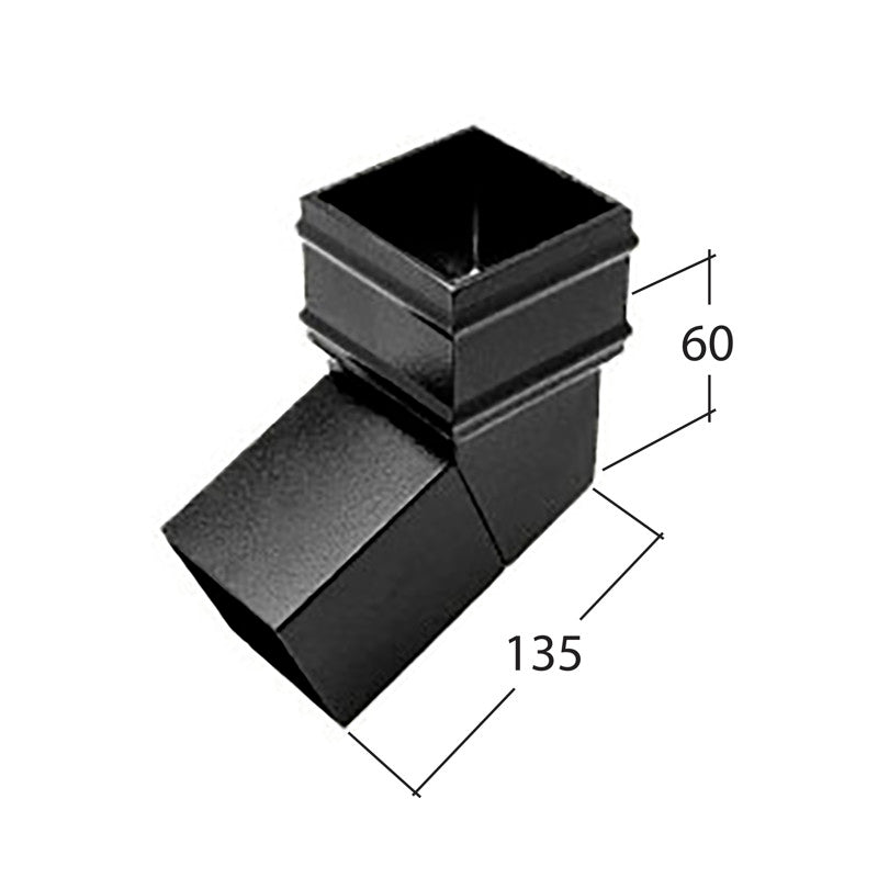 Alutec Traditional 72x72mm Aluminium Square Downpipe Bend 112.5°