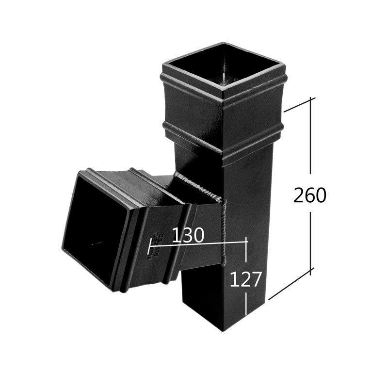 Alutec Traditional 72x72mm Aluminium Square Downpipe Branch 112.5°