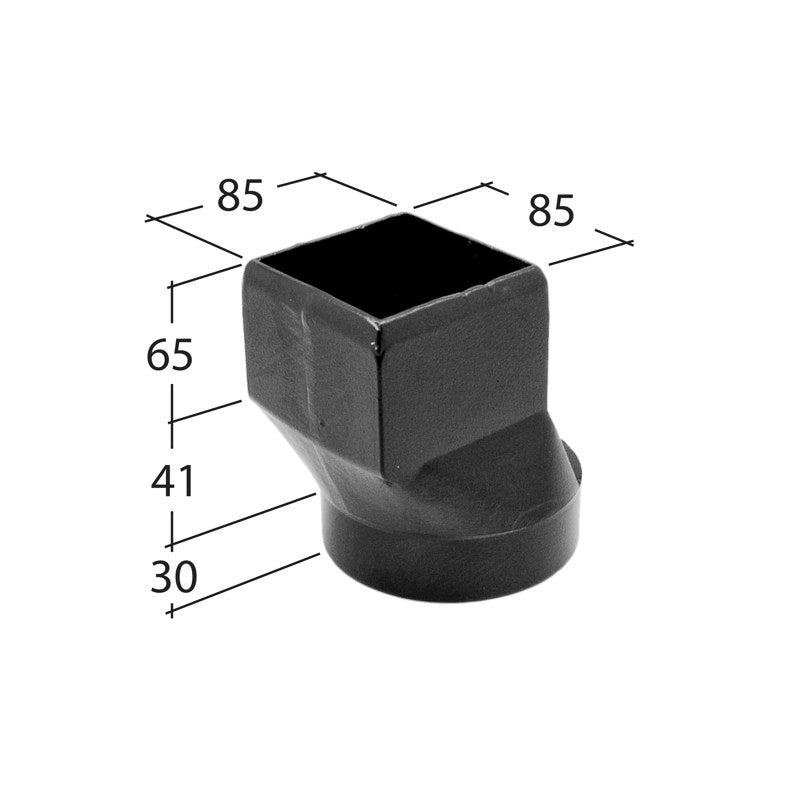 Alutec Traditional 72x72mm to 110mm Aluminium Square to Round Downpipe Connector (Slip Socket)