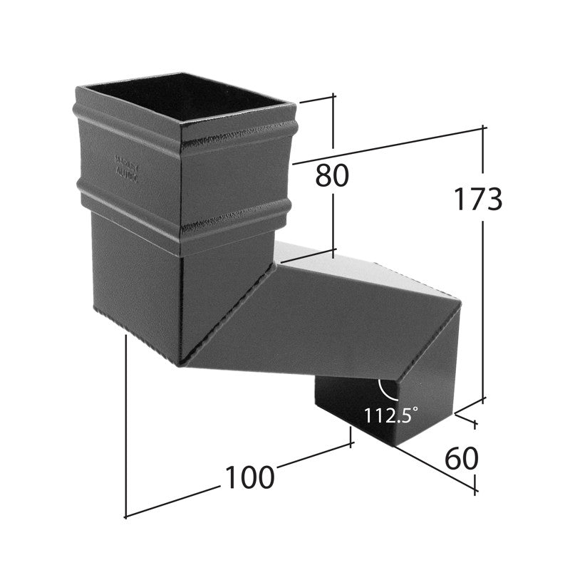 Alutec Traditional 72x72mm Aluminium Square Downpipe Offset Bend 100mm