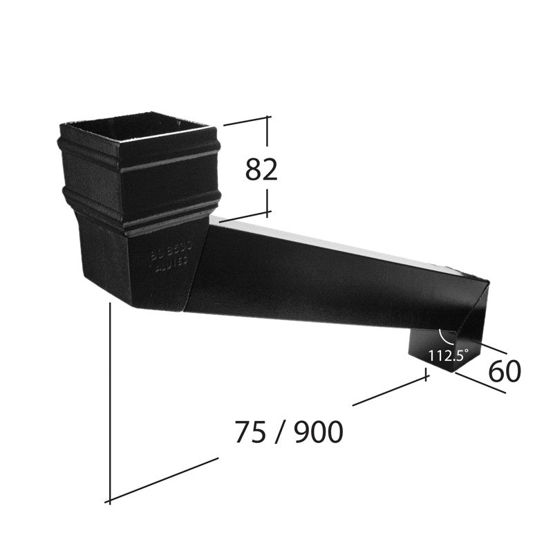 Alutec Traditional 72x72mm Adjustable Aluminium Offset Square Eaves Bend 75-900mm (2 Part)