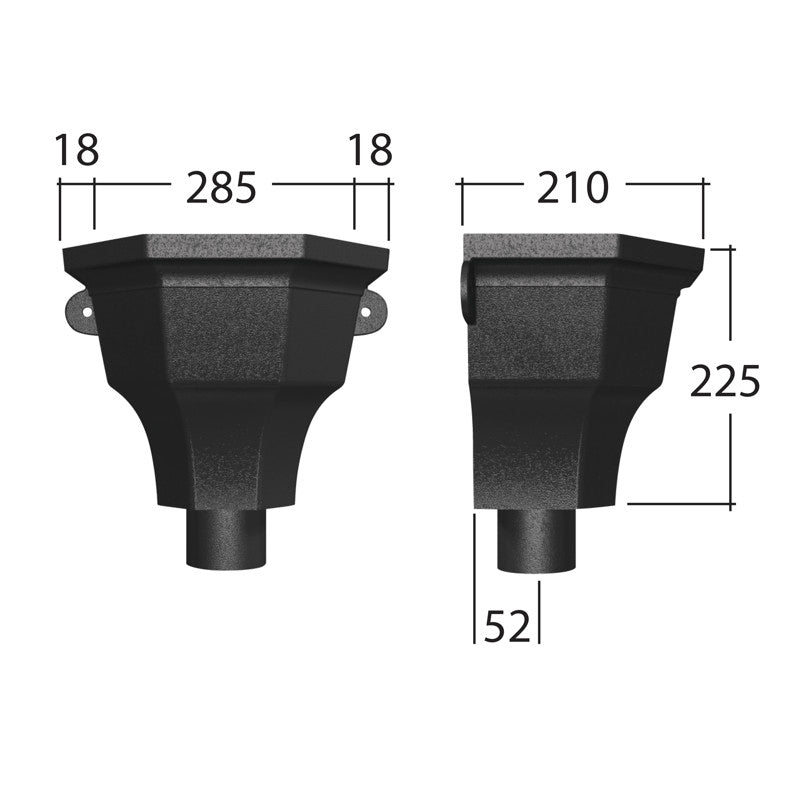 Alutec Tudor 76mm Fluted Aluminium Downpipe Hopper
