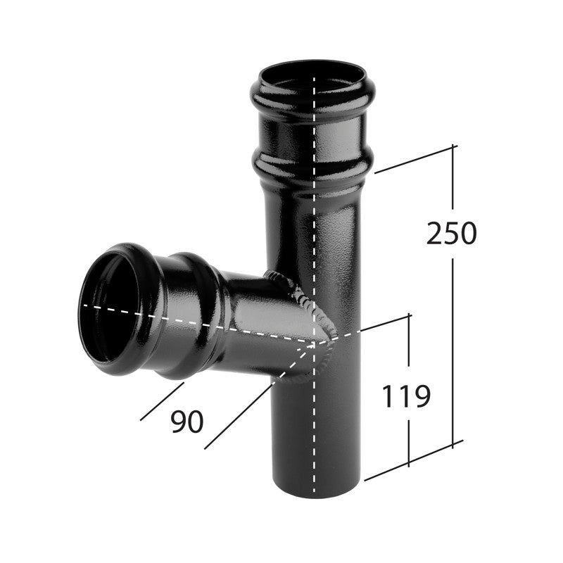 Alutec Tudor 76mm Aluminium Downpipe Branch 112.5°