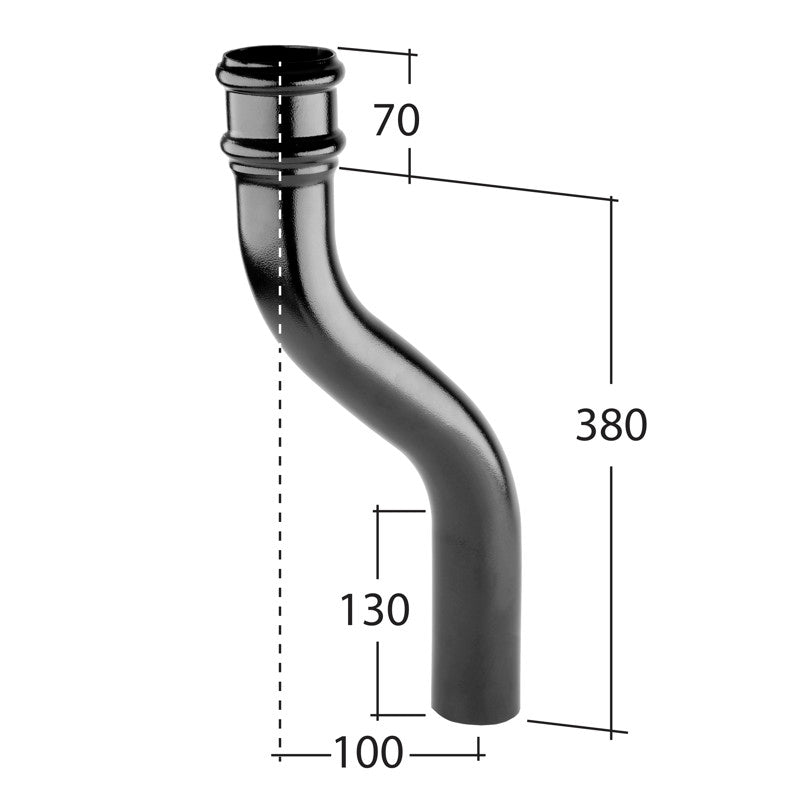 Alutec Tudor 76mm Aluminium Downpipe Offset Bend 100mm