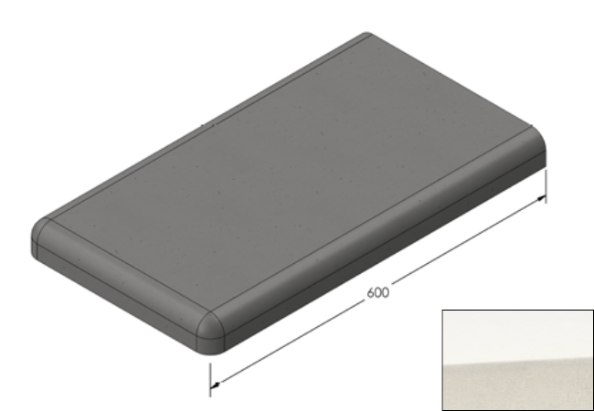 Willowcrete 335mm x 600mm Flat Top Bullnose Edge Coping Stone