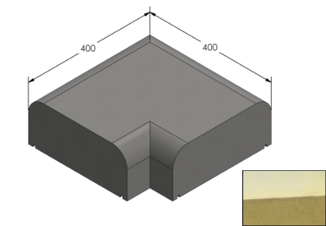 Willowcrete 325mm x 475mm Flat Top Bullnose Edge Coping Stone