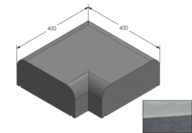 Willowcrete 325mm x 475mm Flat Top Bullnose Edge Coping Stone