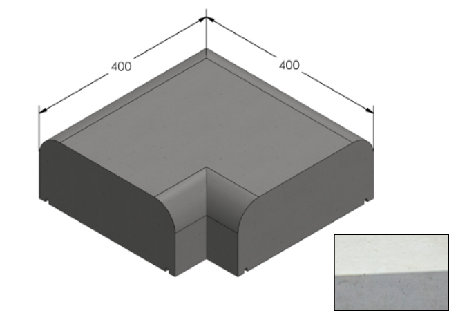 Willowcrete 325mm x 475mm Flat Top Bullnose Edge Coping Stone