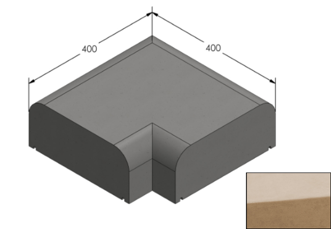 Willowcrete 325mm x 475mm Flat Top Bullnose Edge Coping Stone
