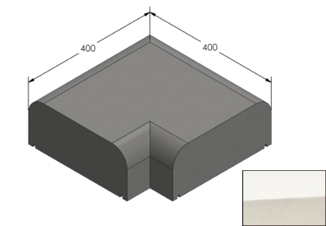 Willowcrete 325mm x 475mm Flat Top Bullnose Edge Coping Stone