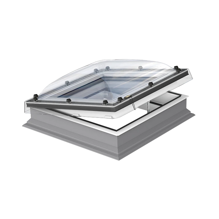 FAKRO DEC-C P2 electric opening flat roof dome - product shot, open