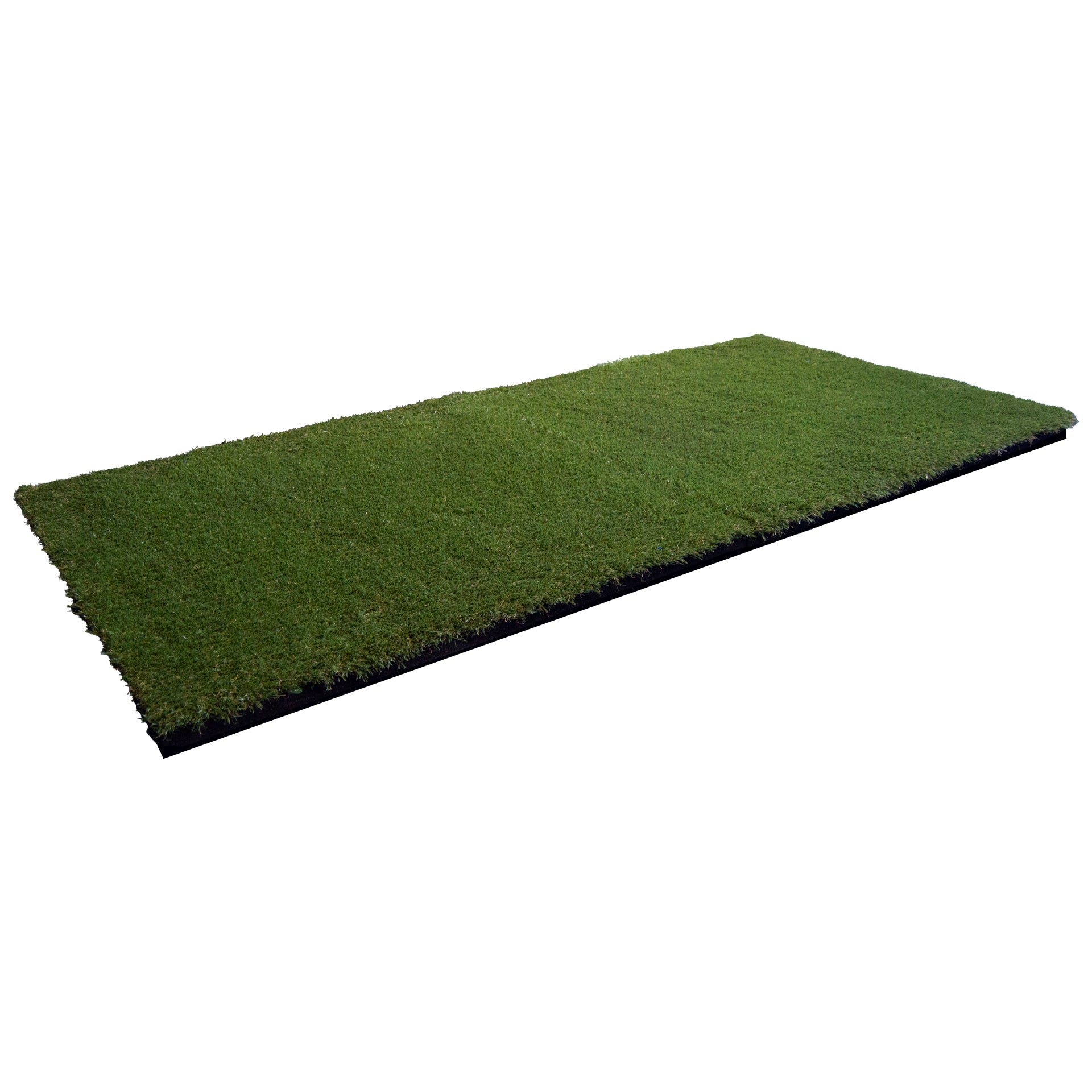 Side view of two Rubbertech Ecotred Turf tiles joined together showing tile thickness and layered construction