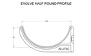 Alutec Evolve Aluminium Guttering Half Round Gutter Length 3m
