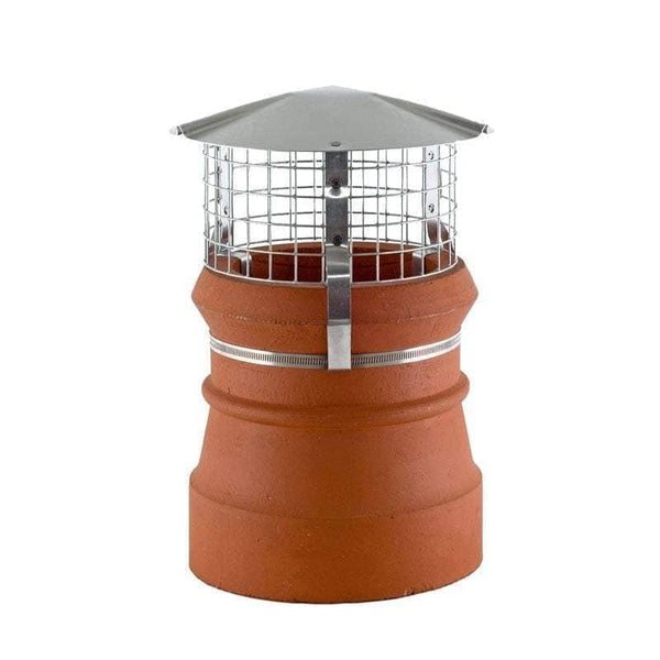 Birdguard Round Aluminium Natural Finish Chimney Cowl For Solid Fuel - Strap Fix (150mm - 240mm)