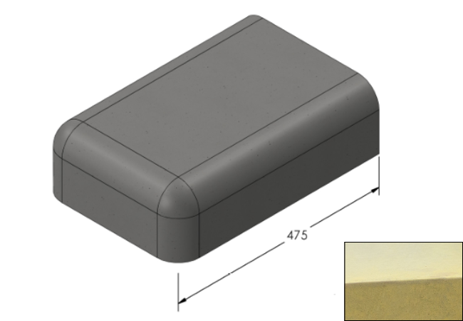 Willowcrete 325mm x 475mm Flat Top Bullnose Edge Coping Stone