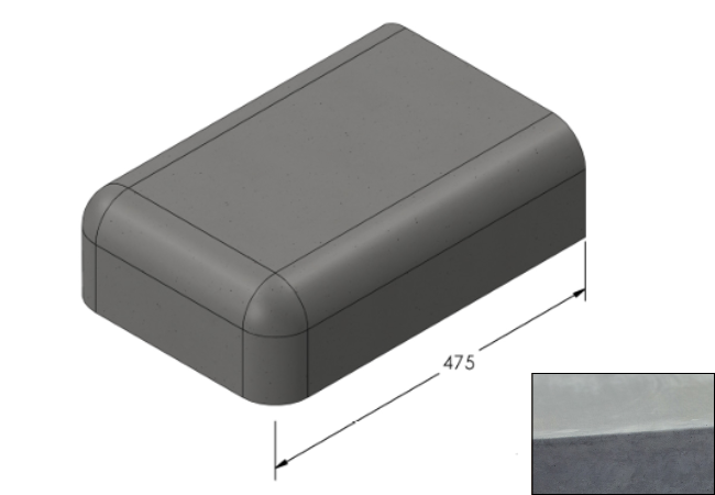 Willowcrete 325mm x 475mm Flat Top Bullnose Edge Coping Stone